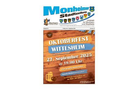 Plakat für das Oktoberfest in Wittesheim am 27. September 2025 um 19 Uhr mit Musik und Oktoberfestbier. Eintritt frei.