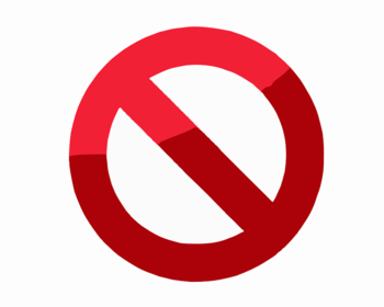 Gesperrt-Symbol Rotes Verbotsschild mit diagonalem Balken von links oben nach rechts unten.
