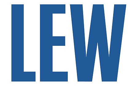 Logo der Lechwerke AG: drei Großbuchstaben L, E und W in blauer Farbe auf weißem Hintergrund.
